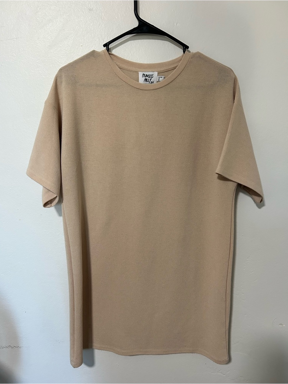 Princess Polly Beige Knit Oversized T-Shirt Dress Size US 2 Neutral Minimalist
